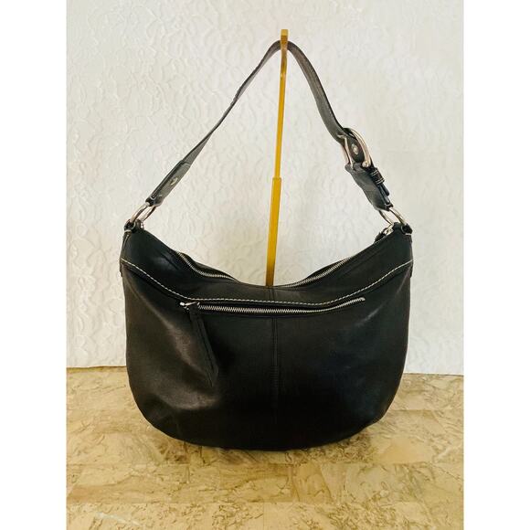 Coach large Ergo Pleated hobo/soho black Leather Shoulder Bag F13732 - Picture 5 of 9